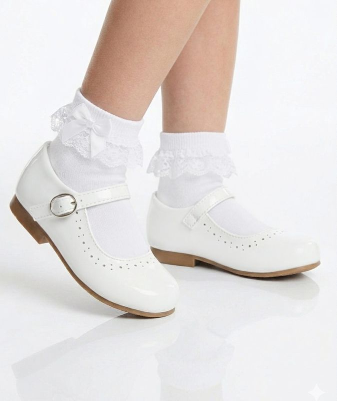 Sevva - "Emma" White Patent Mary Jane Shoes
