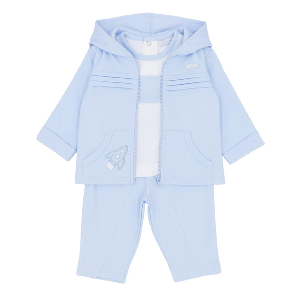Boys Blue & White 3 Piece Set, Jacket, Joggers & Top - AM0033