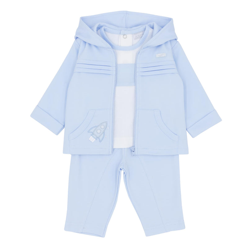 Boys Blue & White 3 Piece Set, Jacket, Joggers & Top - AM0033