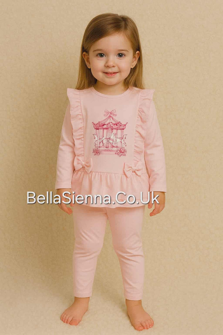 Pink Sparkle "Carousel" Anglaise Leggings Set - YG27