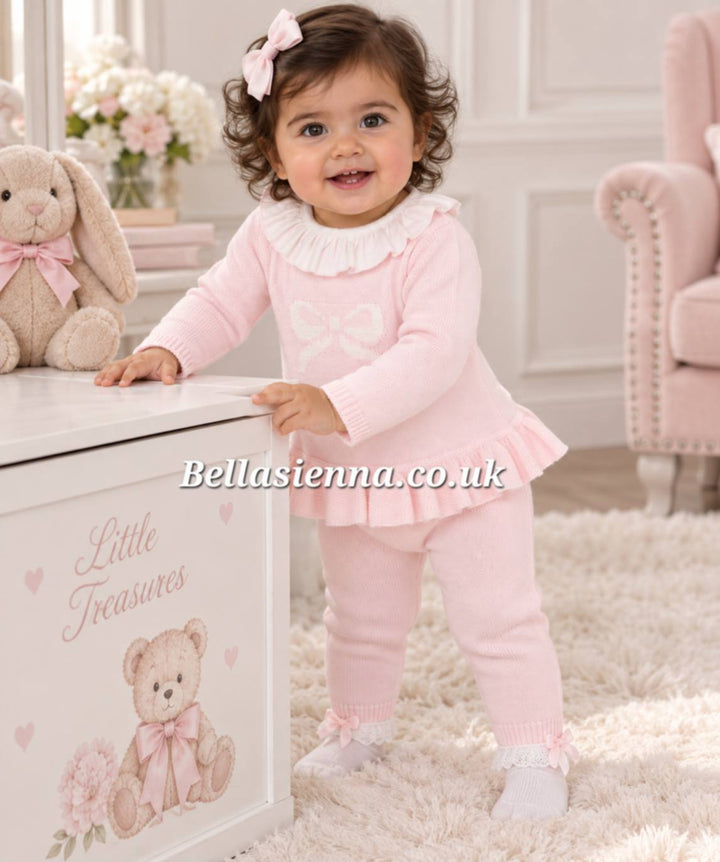 Girls Winter Knitted Two Piece Leggings Set - "Bow" - B105101425