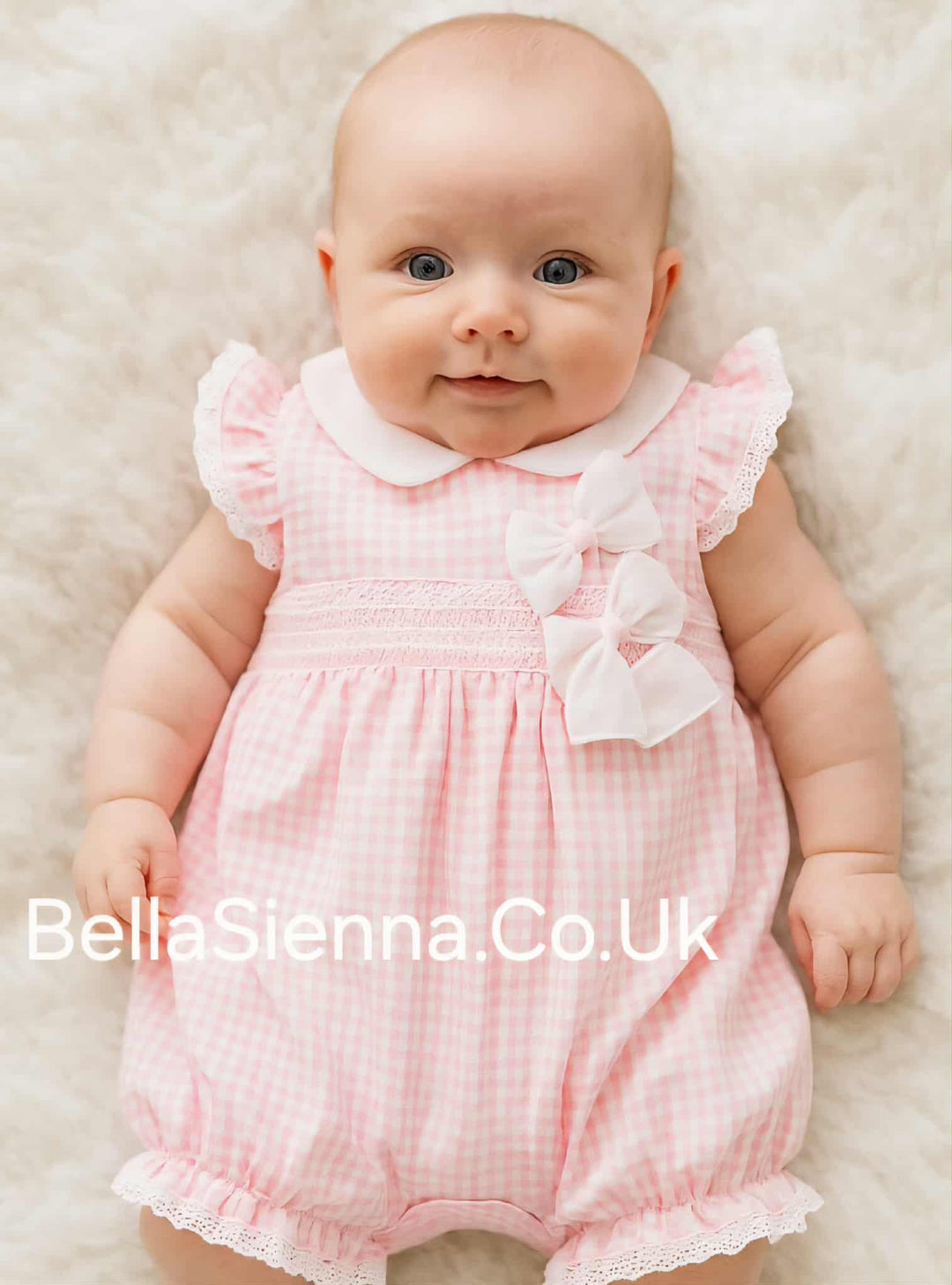 Blues Baby Girls Seersucker Shortie Romper With Petal Collar - BB1037