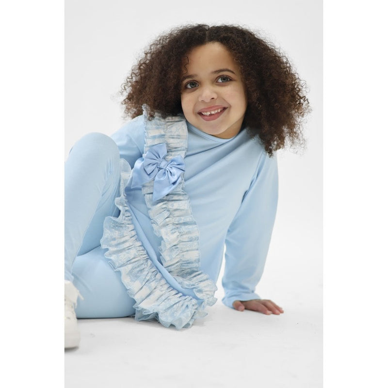 Harris Kids "Alba" Girls Blue Toile Ruffle Tracksuit