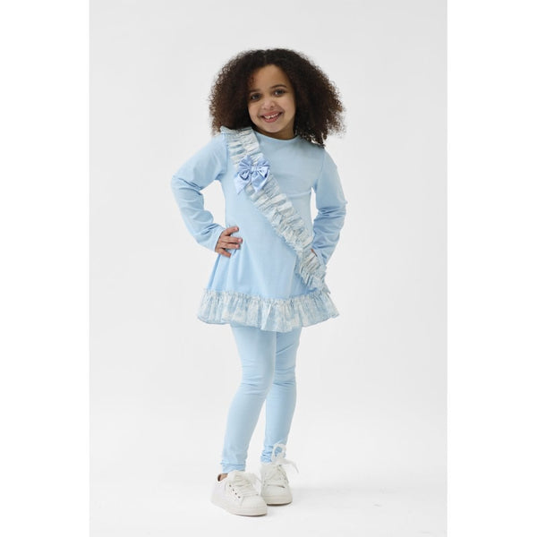 Harris Kids "Alba" Girls Blue Toile Ruffle Tracksuit
