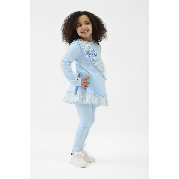 Harris Kids "Alba" Girls Blue Toile Ruffle Tracksuit