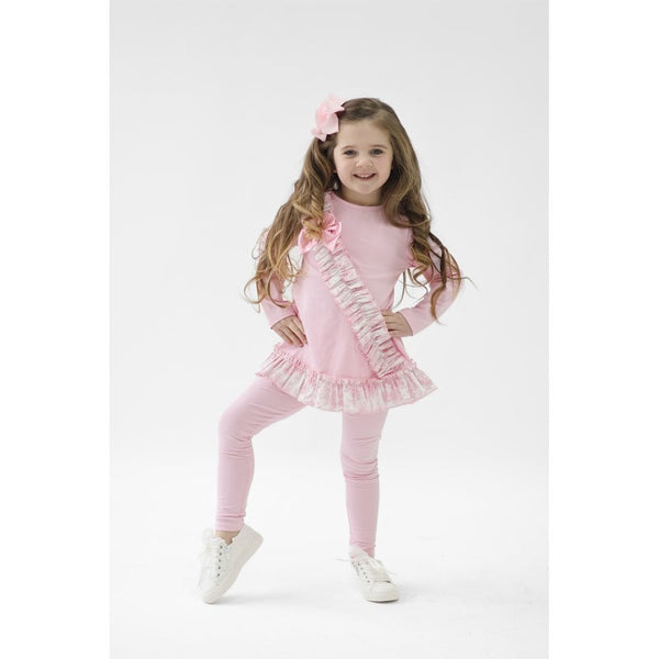 Harris Kids "Alba" Girls Pink Toile Ruffle Tracksuit