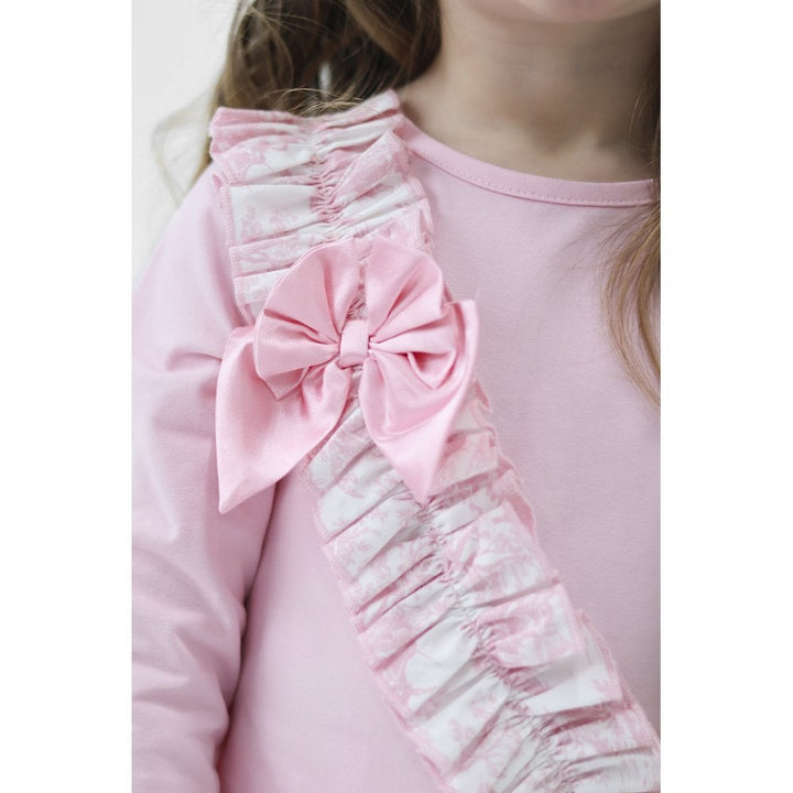Harris Kids "Alba" Girls Pink Toile Ruffle Tracksuit