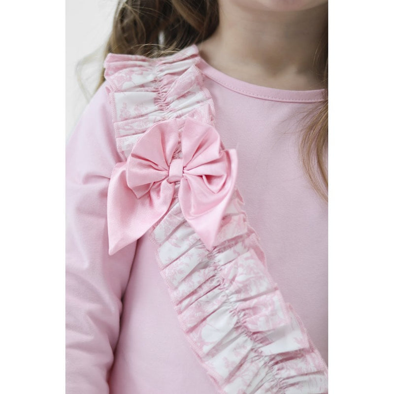 Harris Kids "Alba" Girls Pink Toile Ruffle Tracksuit