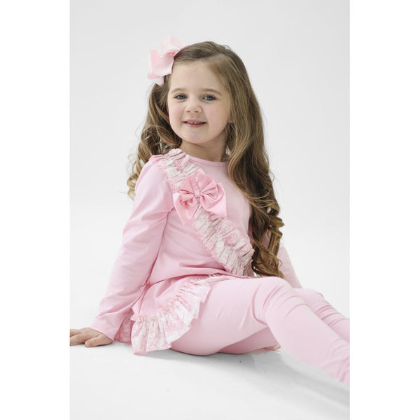 Harris Kids "Alba" Girls Pink Toile Ruffle Tracksuit