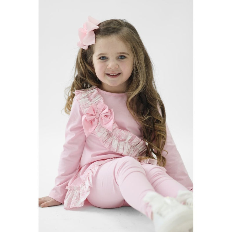 Harris Kids "Alba" Girls Pink Toile Ruffle Tracksuit