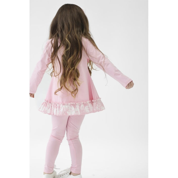 Harris Kids "Alba" Girls Pink Toile Ruffle Tracksuit