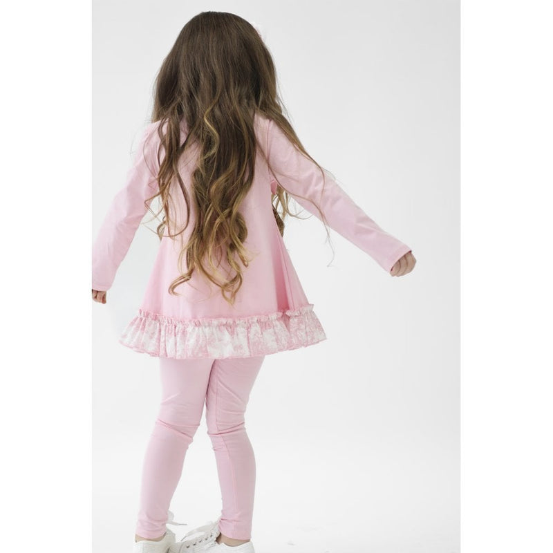 Harris Kids "Alba" Girls Pink Toile Ruffle Tracksuit