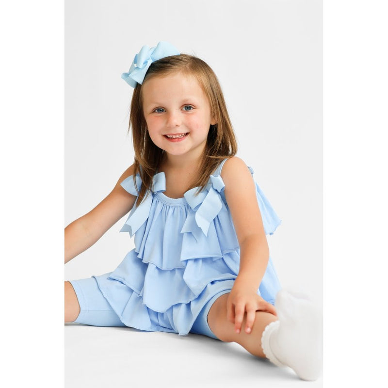 Harris Kids "Ava" Girl's Ruffle Frilly Short Set - Blue