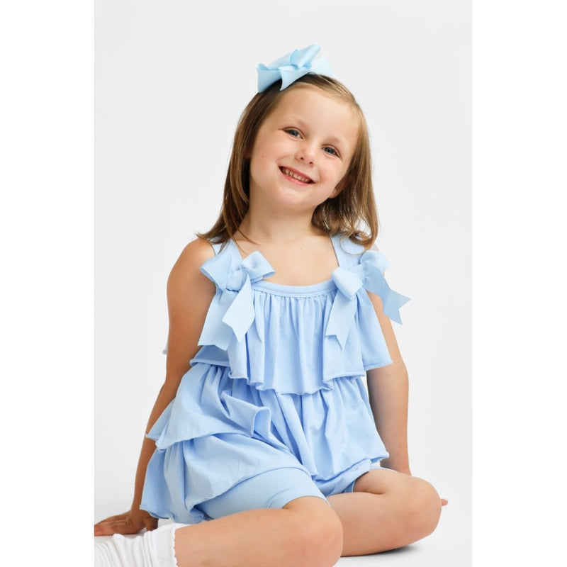 Harris Kids "Ava" Girl's Ruffle Frilly Short Set - Blue