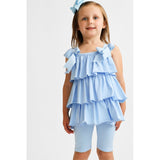 Harris Kids "Ava" Girl's Ruffle Frilly Short Set - Blue