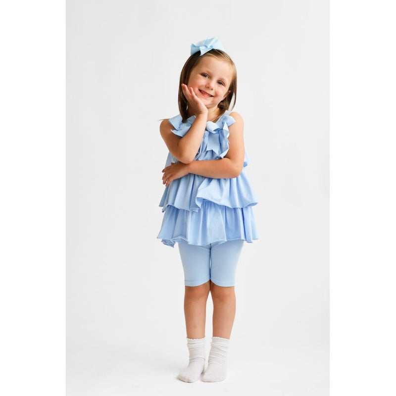 Harris Kids "Ava" Girl's Ruffle Frilly Short Set - Blue