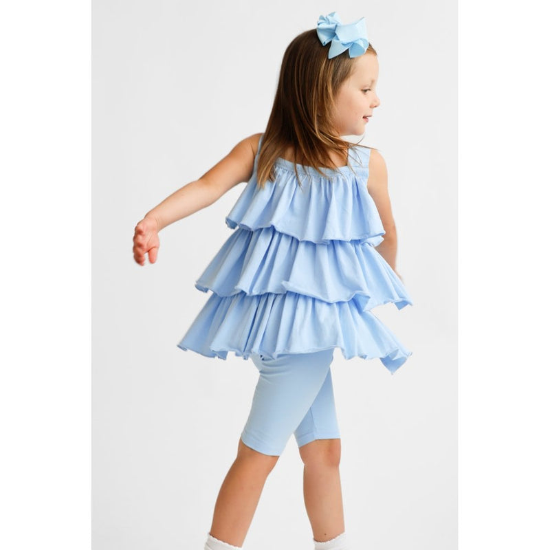 Harris Kids "Ava" Girl's Ruffle Frilly Short Set - Blue