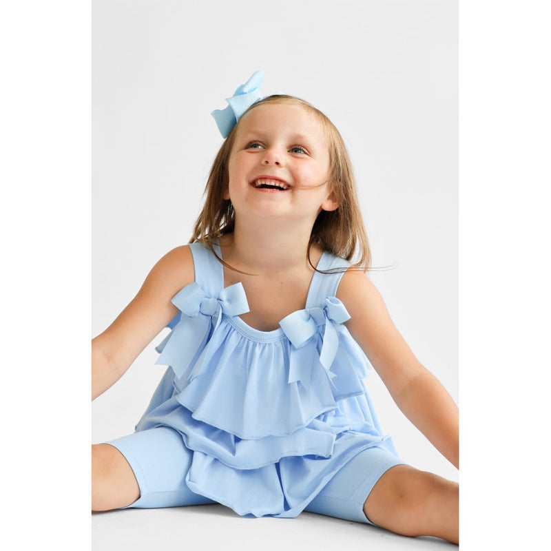 Harris Kids "Ava" Girl's Ruffle Frilly Short Set - Blue