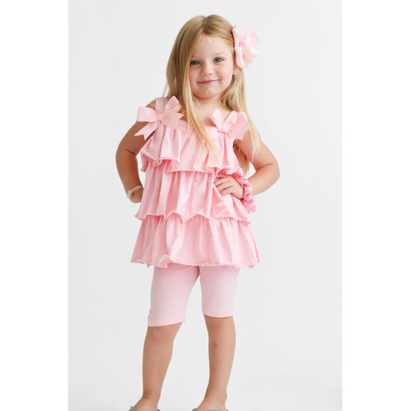 Harris Kids "Ava" Girl's Ruffle Frilly Short Set - Pink