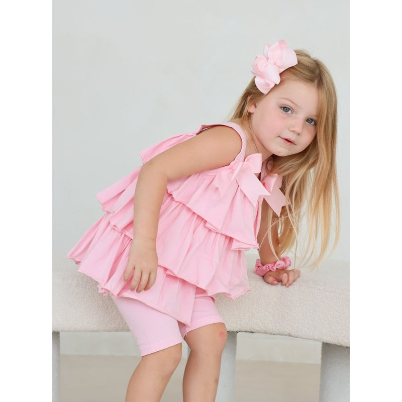 Harris Kids "Ava" Girl's Ruffle Frilly Short Set - Pink