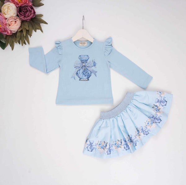 Neon Light Blue Skirt Set - "Harlie" - 3787
