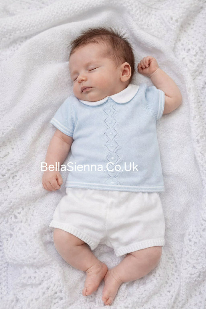Martin Aranda Baby Boys Fine Knitted Summer Short Set Blue 10041