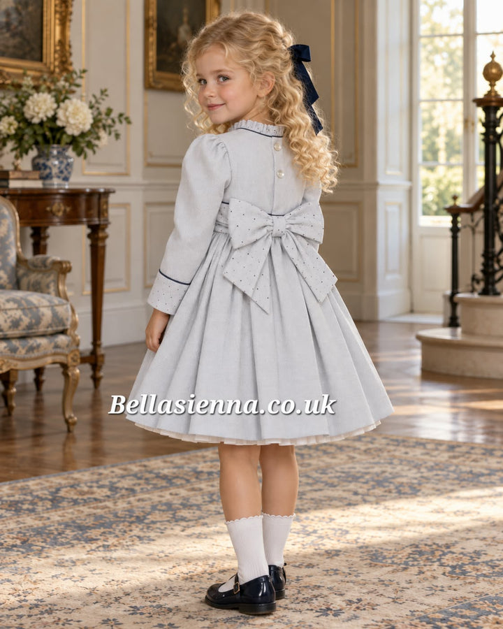 Dbb Collection Blue Winter Dress With A Big Bow On The Back - 12502