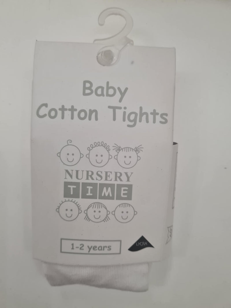 Nursery Time Baby Girls White Ribbed Tights