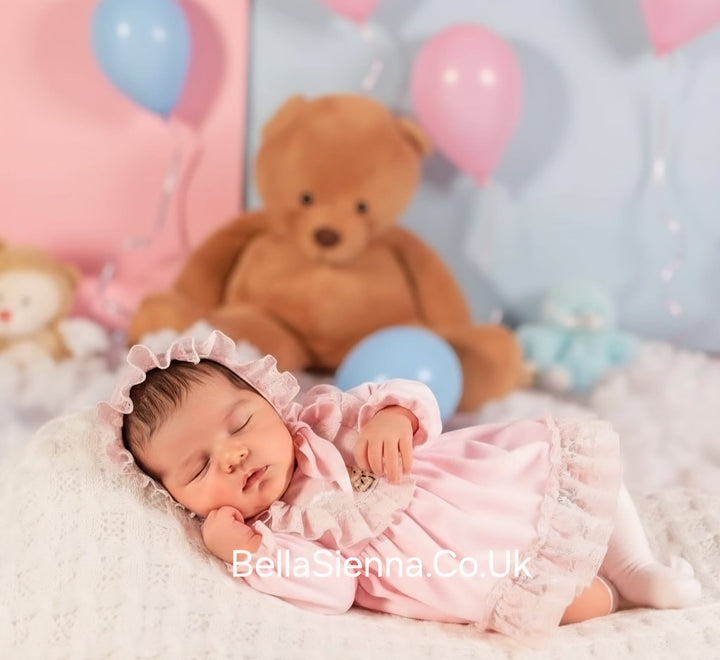 Babine Pink Teddy Bear Dress Set With Ruffles - 2212002