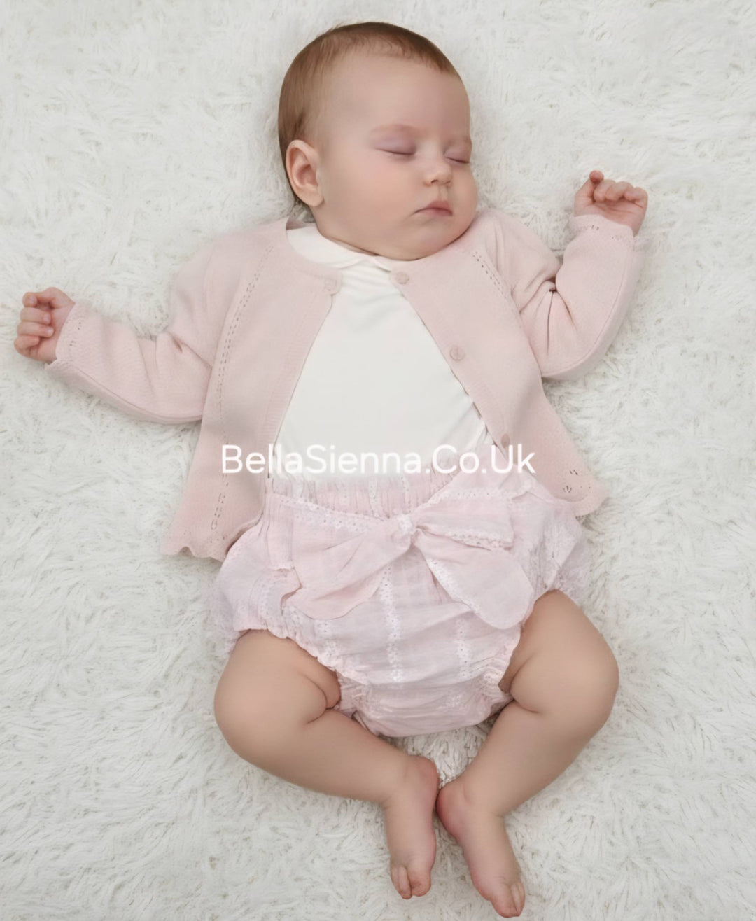 Mayoral Baby Girls Pink Three Piece Daisy Set - Cardigan, Top & Jam Pants With Bow - 1287
