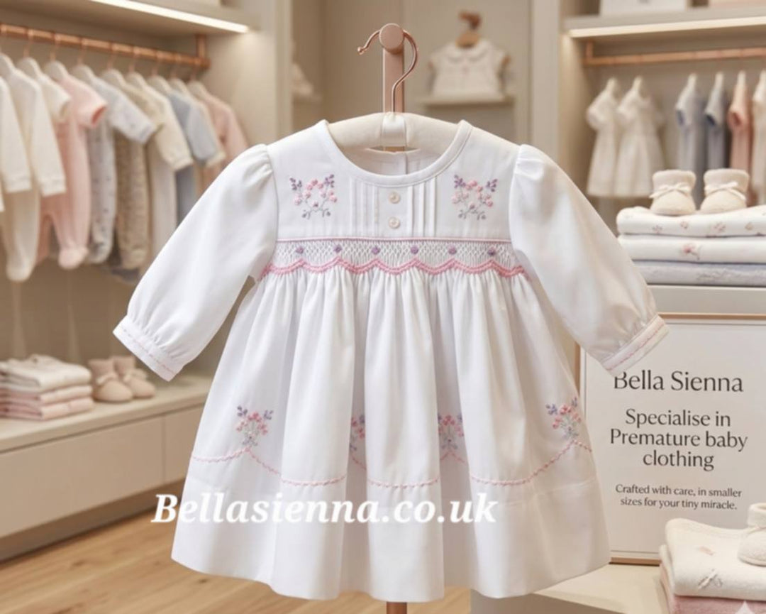 Sarah Louise Baby White And Pink Smocked Dress 010463