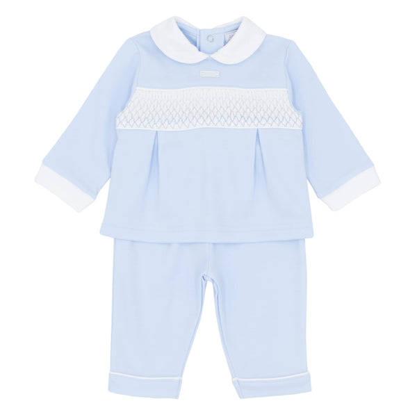 Boys Blue & White Smocked 2 Piece Set - AM0023