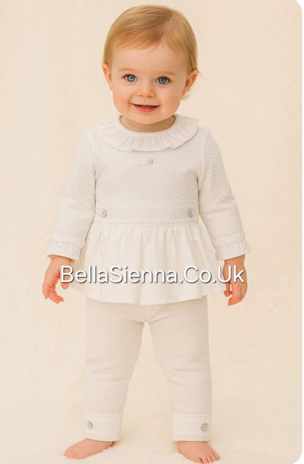 Mintini Baby Girls White Tunic & Leggings Set - MB6546