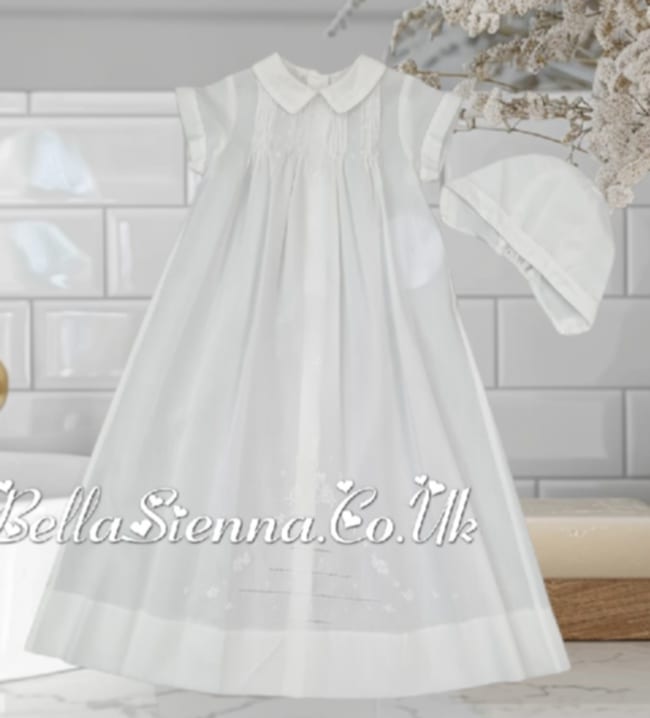 Sarah Louise Beautiful Baby Boys Christening Smocked Robe & Cap