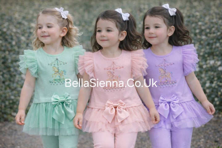 Bella Sienna Lilac "Carousel" Tulle & Bow Leggings Set