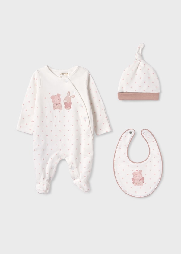 Mayoral Baby Girls, Hat & Bib Set - 9360 - Misty Pink