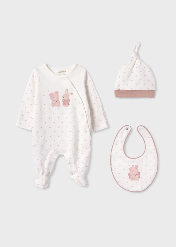 Mayoral Baby Girls, Hat & Bib Set - 9360 - Misty Pink