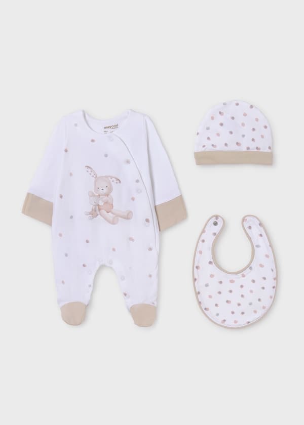 Mayoral Unisex Baby 3 Piece Gift Set Avena - Babygrow, Bib & Hat - 9448