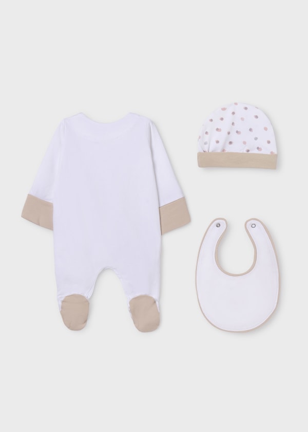 Mayoral Unisex Baby 3 Piece Gift Set Avena - Babygrow, Bib & Hat - 9448