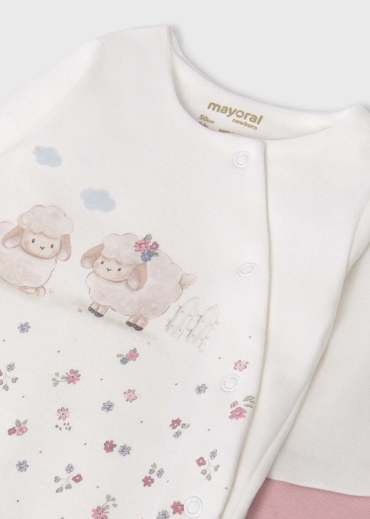 Mayoral Three Piece Newborn Hospital Set - Sleepsuit, Hat & Bib - 9516 - Rosa Baby