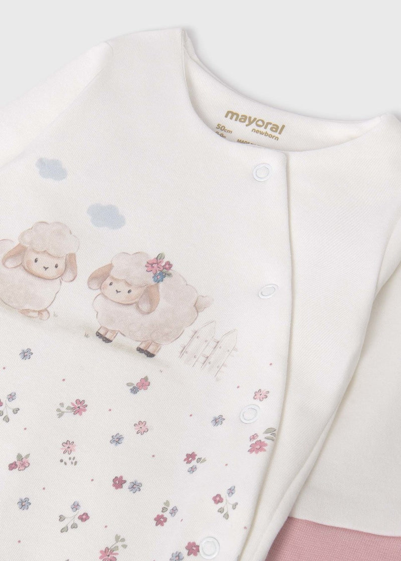 Mayoral Three Piece Newborn Hospital Set - Sleepsuit, Hat & Bib - 9516 - Rosa Baby