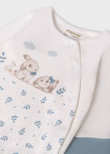 Mayoral Three Piece Newborn Hospital Set - Sleepsuit, Hat & Bib - 9516 - Polar Blue