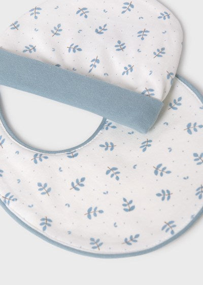 Mayoral Three Piece Newborn Hospital Set - Sleepsuit, Hat & Bib - 9516 - Polar Blue