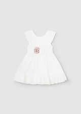 Mayoral Girls Whte Ceremonial Floral Belted Dress -1903