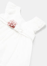 Mayoral Girls Whte Ceremonial Floral Belted Dress -1903
