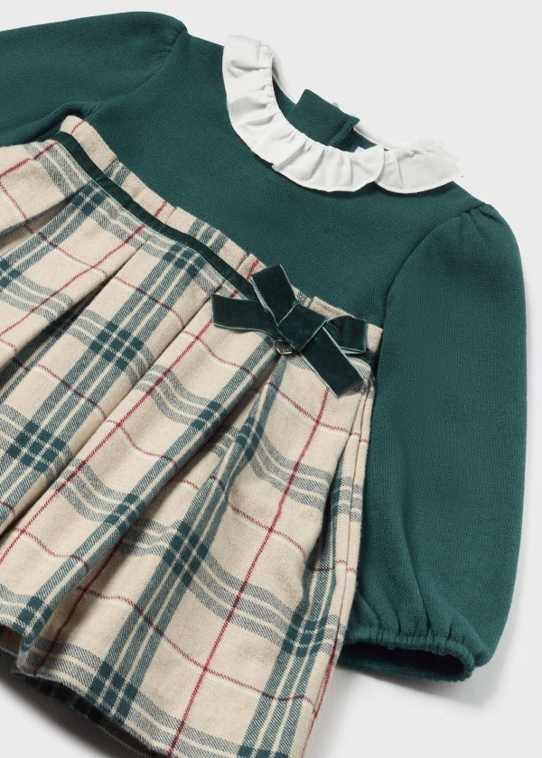 Mayoral Baby Checked Combined Dress -2910 - Green