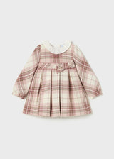 Mayoral Girls Long Sleeved Pink Plaid Dress - 2903
