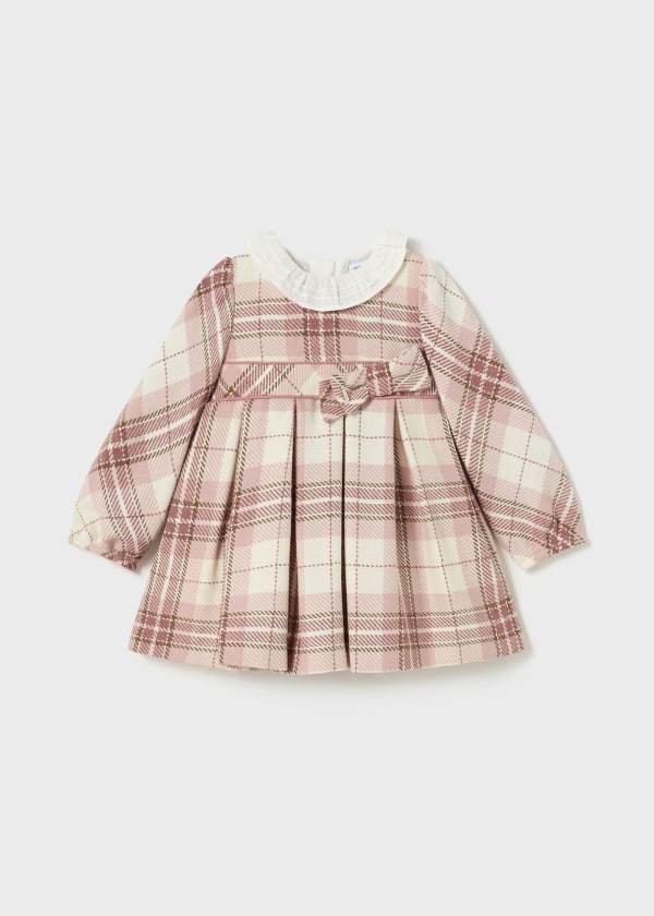 Mayoral Girls Long Sleeved Pink Plaid Dress - 2903