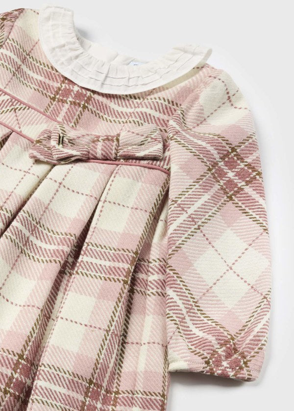 Mayoral Girls Long Sleeved Pink Plaid Dress - 2903