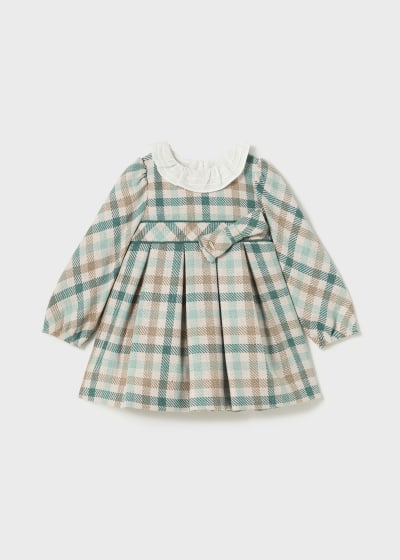 Mayoral Girls Long Sleeved Pink Plaid Dress - 2903
